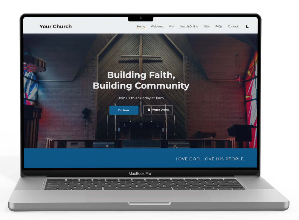 church website design on a laptop